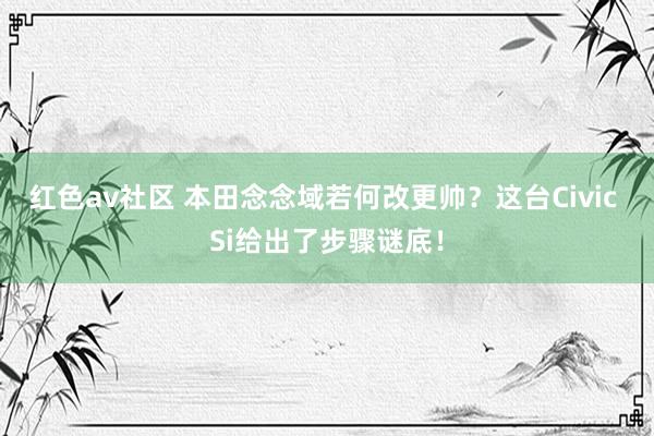 红色av社区 本田念念域若何改更帅？这台Civic Si给出了步骤谜底！