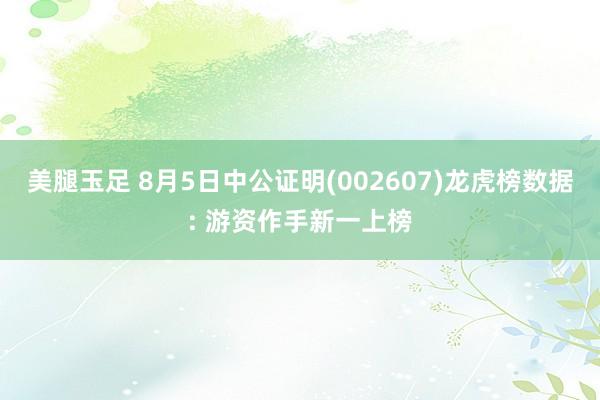 美腿玉足 8月5日中公证明(002607)龙虎榜数据: 游资作手新一上榜