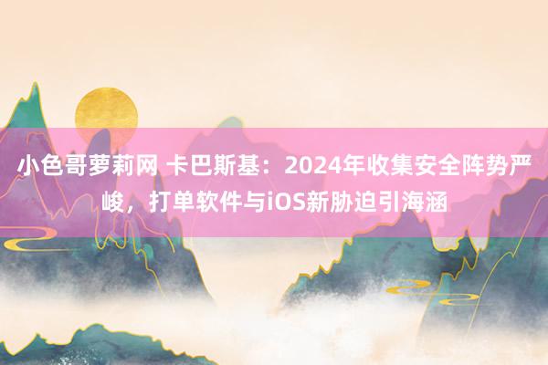 小色哥萝莉网 卡巴斯基：2024年收集安全阵势严峻，打单软件与iOS新胁迫引海涵