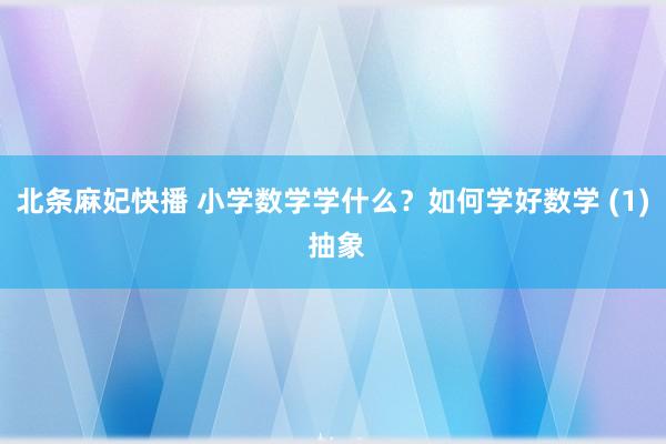 北条麻妃快播 小学数学学什么？如何学好数学 (1) 抽象