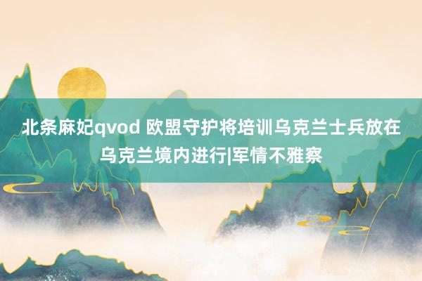 北条麻妃qvod 欧盟守护将培训乌克兰士兵放在乌克兰境内进行|军情不雅察